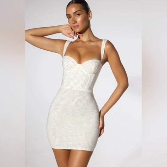 Oh Polly Ines Embellished Corset Mini Dress in Ivory US 4 - Picture 9 of 13